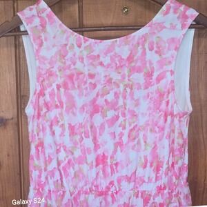 Vince Camuto Pink Floral Tiered Ruffle Maxi Dress Sleeveless XS Watercolor Print
